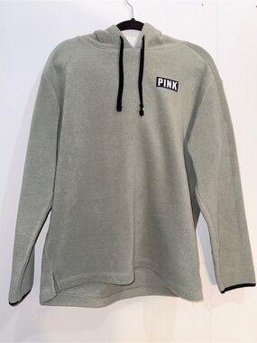 PINK Victoria's Secret Sage Green Fleece Hoodie with Black Drawcords
